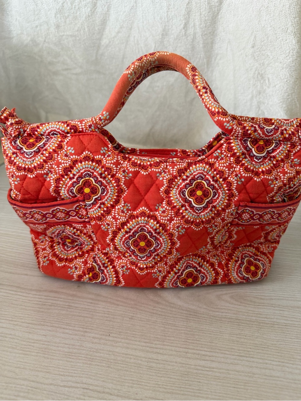 Vera Bradley Quilted Orange Floral Tote Handbag